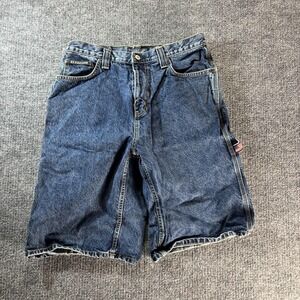 U.S. Polo Assn Cargo Shorts Mens 32 Blue Medium Wash Denim Relaxed Fit USA Flag